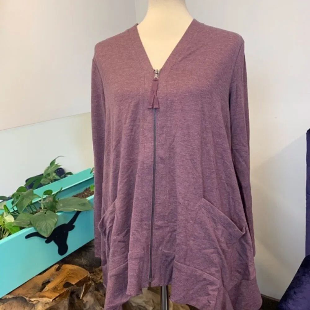 New LOGO by Lori Goldstein Zip Front Cardigan | Size XS
